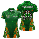 Maxcorners Personalized Luckiest Green Shamrock Skull Dart Shirts For Men Custom St Patrick Day Dart Jerseys