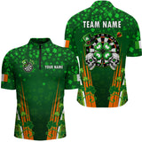 Maxcorners Personalized Luckiest Green Shamrock Skull Dart Shirts For Men Custom St Patrick Day Dart Jerseys