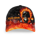 Maxcorners Billiard 8 Ball Flame Skull Fire Personalized Name 3D Cap