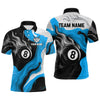 Maxcorners Personalized Black, Blue And White 8 Ball Flame Billiard Shirt For Men Custom Pool Team Jerseys T LM2206