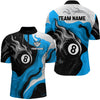 Maxcorners Personalized Black, Blue And White 8 Ball Flame Billiard Shirt For Men Custom Pool Team Jerseys T LM2206