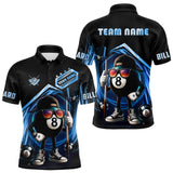 Maxcorners Blue Funny 8 Ball Billiard Shirt For Men Custom Pool Team Shirt, Billiard Jersey Polo & 1/4 Zip MT0811