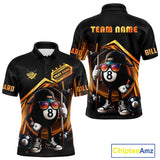 Maxcorners Orange Funny 8 Ball Billiard Shirt For Men Custom Pool Team Shirt, Billiard Jersey Polo & 1/4 Zip MT0811