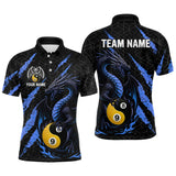 Maxcorners Custom Black And Blue Yin Yang 8 Ball & 9 Ball Dragon Billiard Shirts For Men |Pool Team Jerseys MT1007