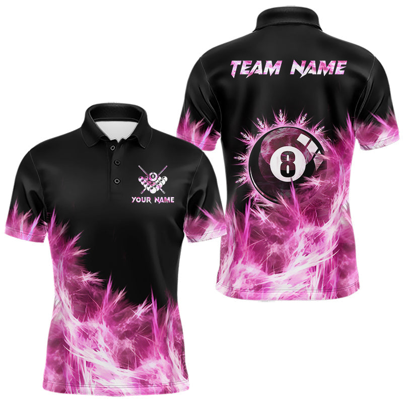 Maxcorners Pink 8 Ball Pool Icy Billiard Polo & Quarter Zip Shirts For Men Custom Billiard Team Jersey