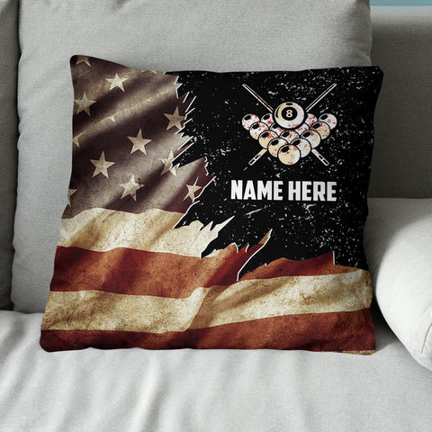 Maxcorners Personalized Retro Us Flag Billiard Throw Pillow