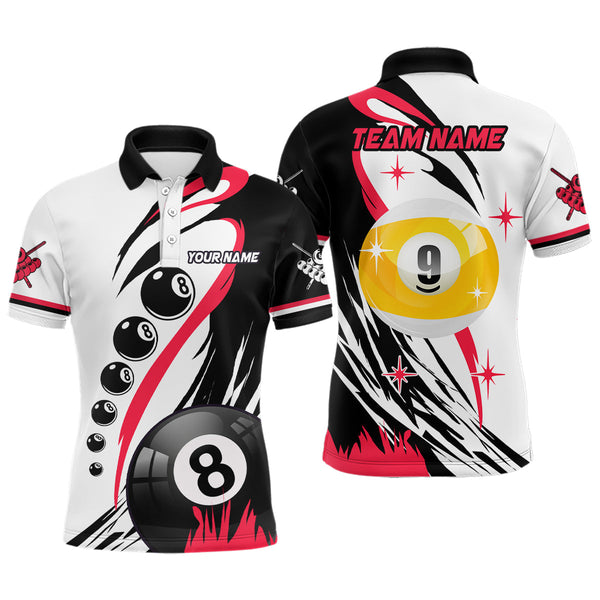 Maxcorners Personalized Billiard 8 Ball & 9 Ball Pool Shirts For Men And Women Custom Billiard Team Jerseys | Red