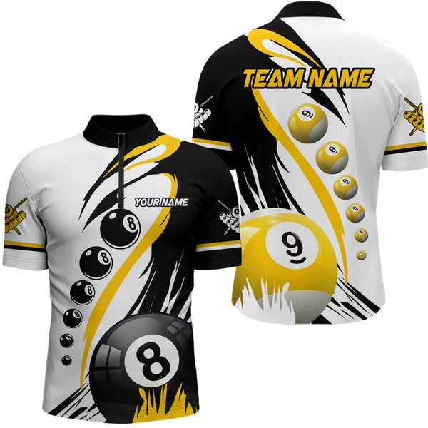 Maxcorners Personalized Billiard 8 Ball & 9 Ball Pool Shirts For Men And Women Custom Billiard Team Jerseys | Yellow