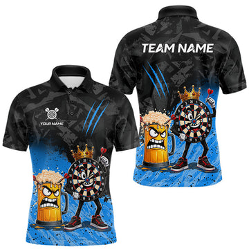 Maxcorners Personalized Blue Funny Crown Dartboard Beer Darts Jersey For Men Custom Darts Team Shirts LM1307