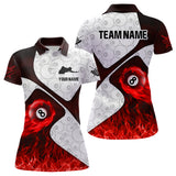 Maxcorners Red Fire Flame 8 Ball Pool Pattern Billiard Jersey Customized Name, Team Name 3D Shirt Unisex