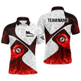 Maxcorners Red Fire Flame 8 Ball Pool Pattern Billiard Jersey Customized Name, Team Name 3D Shirt Unisex