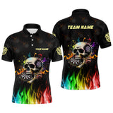 Personalized Funny 3D Darts Skull Colorful Fire Darts Polo Shirts