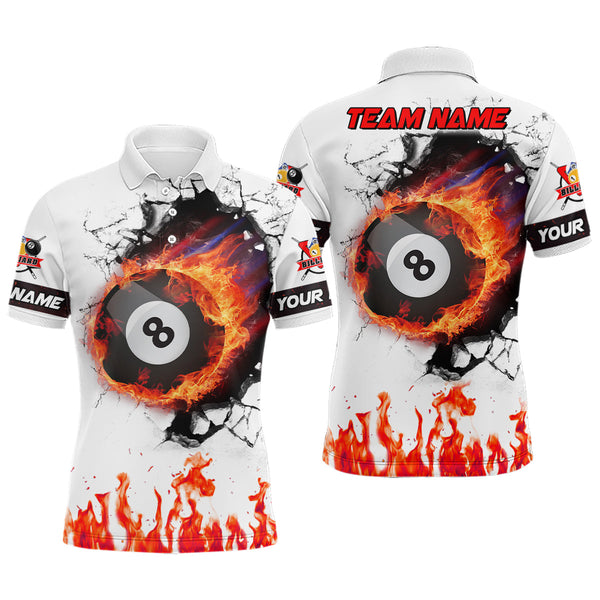 Maxcorners Flaming 8 Ball Billiard Customized Polo Shirts