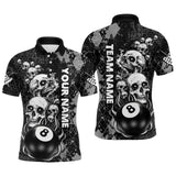 Maxcorners Grunge Argyle Pattern Custom Scary Skull Men Billiard Shirts, Billiard Jerseys Billiard Team Shirt