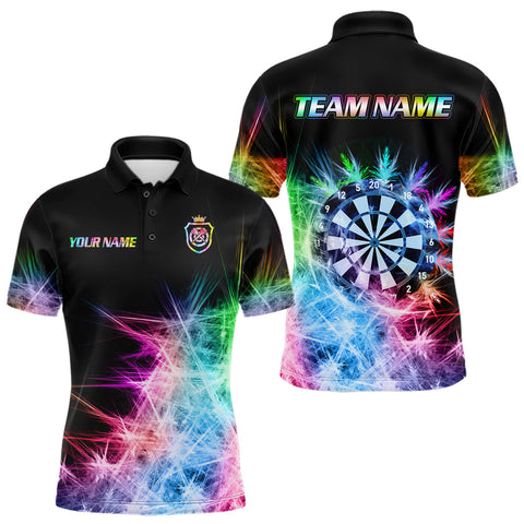 Maxcorners Icy Colorful Light Mens Darts Polo & Quarter Zip Shirts Custom Dart Shirts For Team Darts Jerseys MT1511