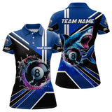 Maxcorners Blue 8 Ball Pool Billiard Shark Polo & Quarter Zip Men Billiard Shirt Custom Shark Billiard Jersey