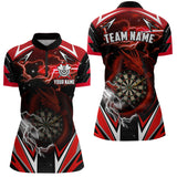 Maxcorners Personalized Dragon Dart Shirts For Women – Custom Thunder Red Darts Team Jerseys Polo & Quarter Zip