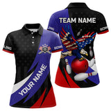 Maxcorners American Flag Eagle Bowling Jersey Customized Name, Team Name 3D Shirt Unisex