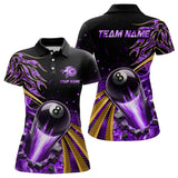 Maxcorners Purple Flaming 8 Ball Pool Crack Billiard Jersey Customized Name, Team Name 3D Shirt Unisex