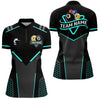 Maxcorners Personalized 8 Ball & 9 Ball Pool Billiard Polo, 1/4 Zip For Men Custom Billiard Jersey|Turquoise