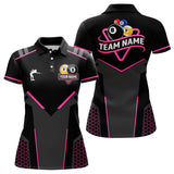 Maxcorners Personalized 8 Ball & 9 Ball Pool Billiard Polo, 1/4 Zip Custom Team Billiard Jersey|Pink