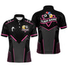 Maxcorners Personalized 8 Ball & 9 Ball Pool Billiard Polo, 1/4 Zip Custom Team Billiard Jersey|Pink