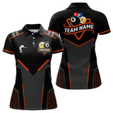 Maxcorners Personalized 8&9 Ball Pool Billiard Polo, 1/4 Zip For Mem&Women Custom Team Billiard Jersey|Orange