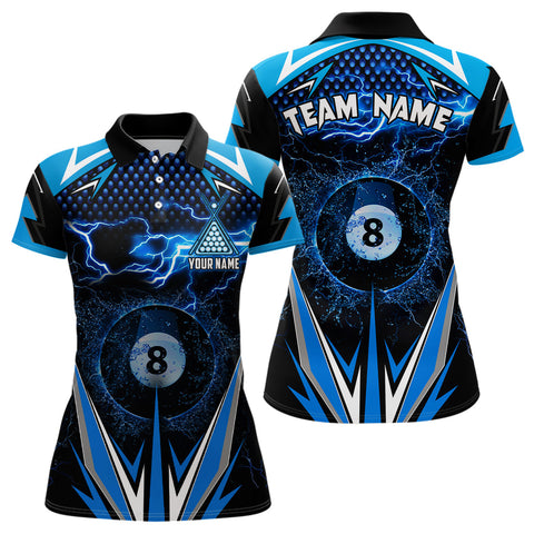 Maxcorners 8 Ball Pool Thunder Lightning 3D Full Printing Billiard Polo Shirts Jersey For Women