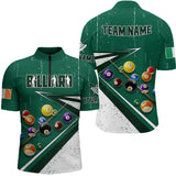 Maxcorners Green White 3D Billiard Balls Luckiest Men Polo Shirts Customized Billiard Jerseys For Patrick Day