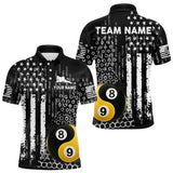 Maxcorners Custom Yin Yang 8 & 9 Ball Billiard Shirt For Men, White Black Grunge Us Flag Pool Team Jerseys MT707