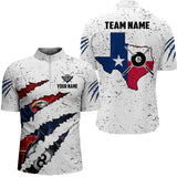 Maxcorners Billiard Eagle Texas Flag White Grunge Customized Name, Team Name 3D Polo Shirt