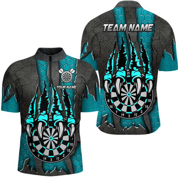 Maxcorners Funny Claw Cyan Darts Board Darts Jersey Customized Name, Team Name 3D Shirt Unisex