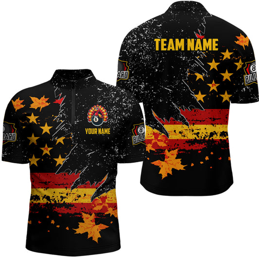 Maxcorners Retro Autumn American Flag Billiard Jersey Multicolor Option Customized Name, Team Name 3D Shirt