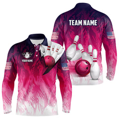 Maxcorners Personalized Pink Bowling Shirts For Men Custom Bowling Polo & Quarter Zip Bowling Team Jerseys
