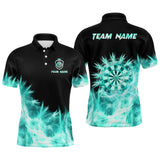 Maxcorners Icy Turquoise Light Darts Polo & Quarter Zip Shirts Custom Dart Shirts For Team Darts Jerseys