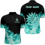 Maxcorners Icy Turquoise Light Darts Polo & Quarter Zip Shirts Custom Dart Shirts For Team Darts Jerseys