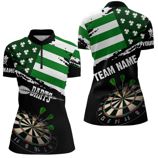 Maxcorners Personalized Us Flag St Patrick Day Dart Shirts For Men & Women Custom Patriotic Shamrock Darts Jerseys