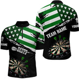 Maxcorners Personalized Us Flag St Patrick Day Dart Shirts For Men & Women Custom Patriotic Shamrock Darts Jerseys