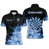 Maxcorners Blue Icy Light Mens Darts Polo Shirts Custom Dart Shirts For Team Darts Jerseys