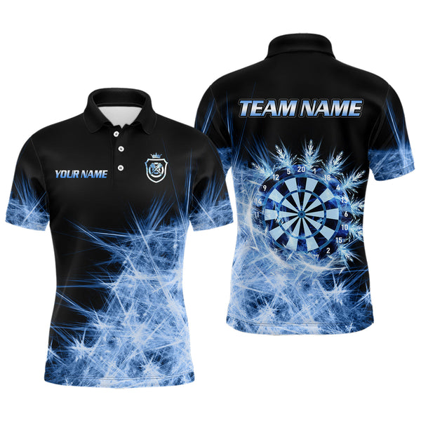 Maxcorners Blue Icy Light Mens Darts Polo & Quarter Zip Shirts Custom Dart Shirts For Team Darts Jerseys