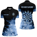 Maxcorners Blue Icy Light Mens Darts Polo Shirts Custom Dart Shirts For Team Darts Jerseys