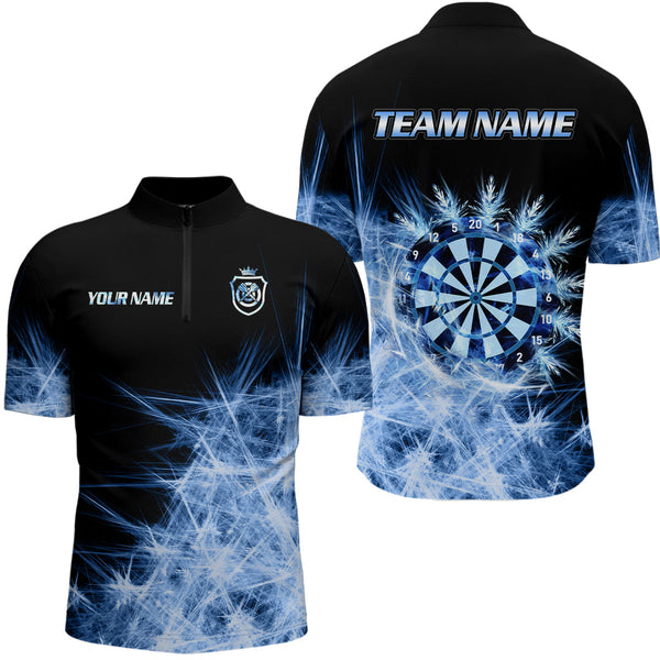 Maxcorners Blue Icy Light Mens Darts Polo & Quarter Zip Shirts Custom Dart Shirts For Team Darts Jerseys