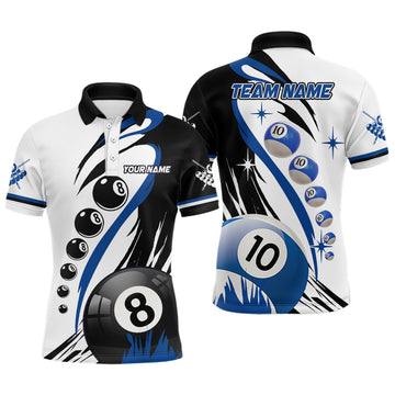 Maxcorners Personalized Billiard 8 Ball & 10 Ball Pool Billiard Shirts For Men Custom Billiard Team Jerseys