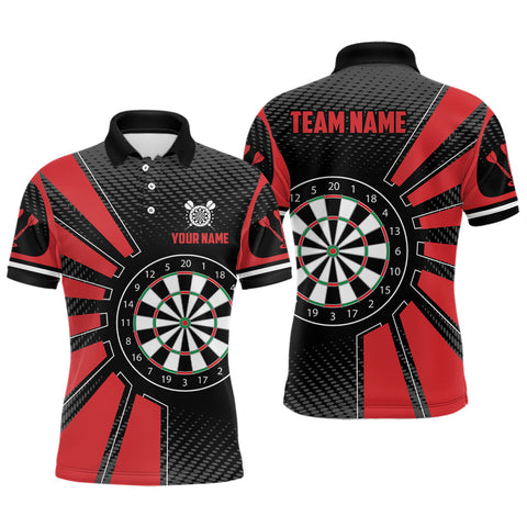 Personalized Black Red Dartboard Men Darts Polo Shirts
