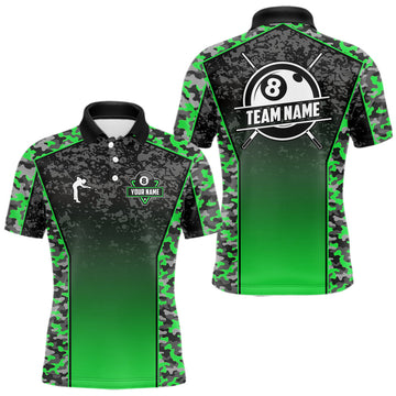 Maxcorners Red Camo 8 Ball Billiard Shirt For Men Custom Pool Team Shirt, Billiard Jersey Polo & 1/4 Zip
