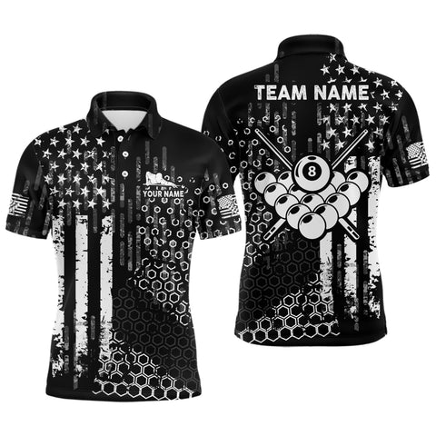 Maxcorners American Flag Vintage Grunge Billiard Jersey Customized Name, Team Name 3D Shirt