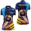 Maxcorners Personalized Blue And Orange Billiard 8 Ball Polo Shirts Custom Billiard Uniform For Team For Men And Women