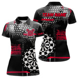 Maxcorners Personalized Grunge Dotted Pattern Dart Polo & Quarter Zip Custom Women Dart Shirt Dart Jersey | Red
