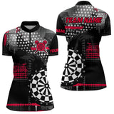 Maxcorners Personalized Grunge Dotted Pattern Dart Polo & Quarter Zip Custom Women Dart Shirt Dart Jersey | Red