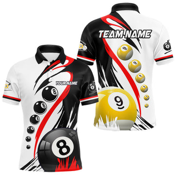 Maxcorners Personalized Billiard 8 Ball & 9 Ball Pool Shirts For Men Custom Billiard League Team Jersey |Red LM2306